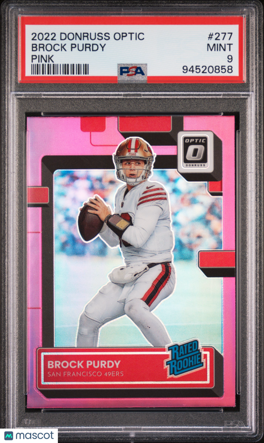 2022 Panini Donruss Optic Football Brock Purdy Pink #277 PSA 9