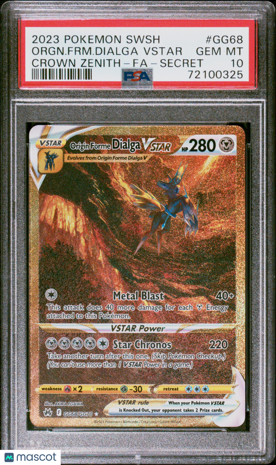 2023 Pokemon—Origin Forme Dialga VSTAR #GG68/GG70 CRZ:GG—Secret Rare PSA 10