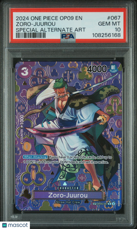 2024 One Piece Zoro-Juurou Emperors In The New World #067 Alternate Art PSA 10