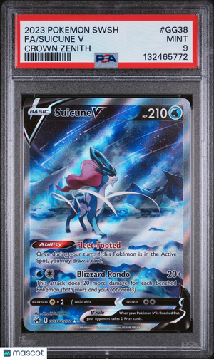 2023 Pokemon—Suicune V #GG38 Crown Zenith: Galarian Gallery—UR Foil PSA 9