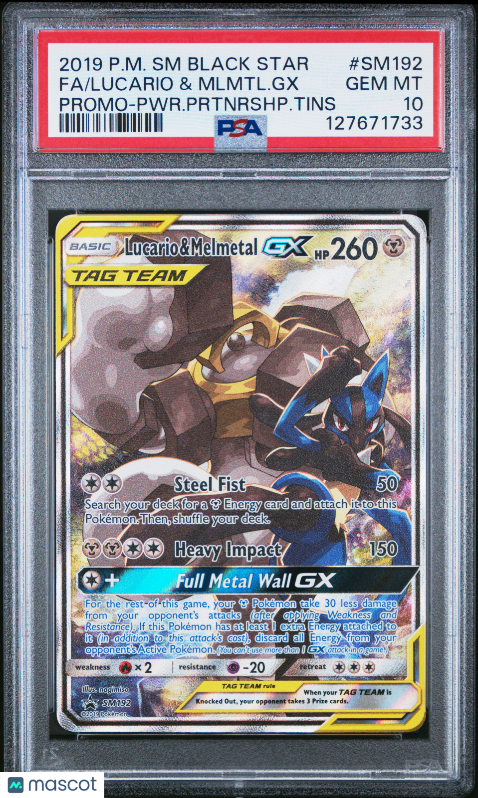2019 Pokemon—Lucario & Melmetal GX #SM192 Sun & Moon—Black Star Promo PSA 10