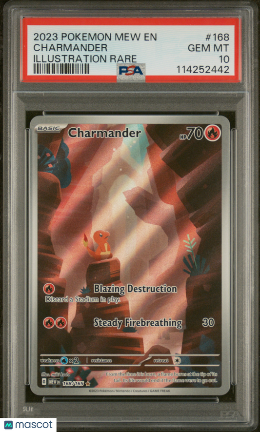 Charmander 2023 Pokemon Mew EN-151 #168 Illustration Rare PSA 10