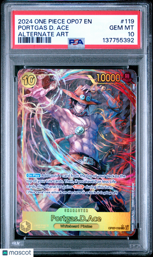 2024 One Piece—Portgas.D.Ace (Alternate Art) #OP07-119—Secret Rare Foil PSA 10