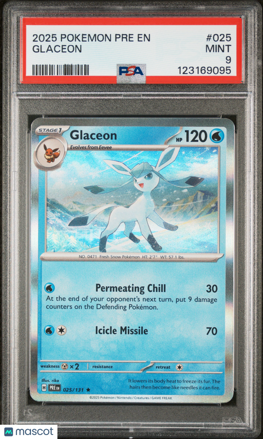 Glaceon 2025 Pokemon Pre EN-Prismatic Evolutions #025 PSA 9