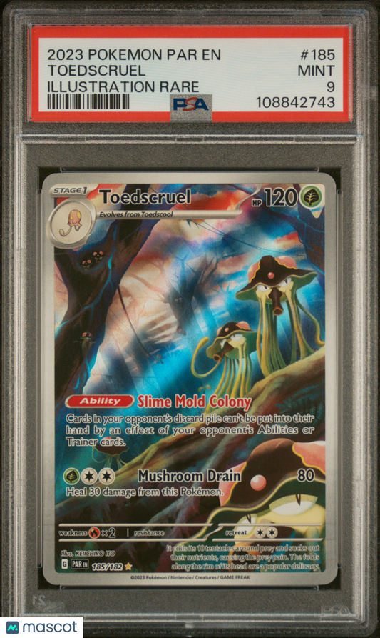 Toedscruel 2023 Pokemon Par EN-Paradox Rift #185 Illustration Rare PSA 9