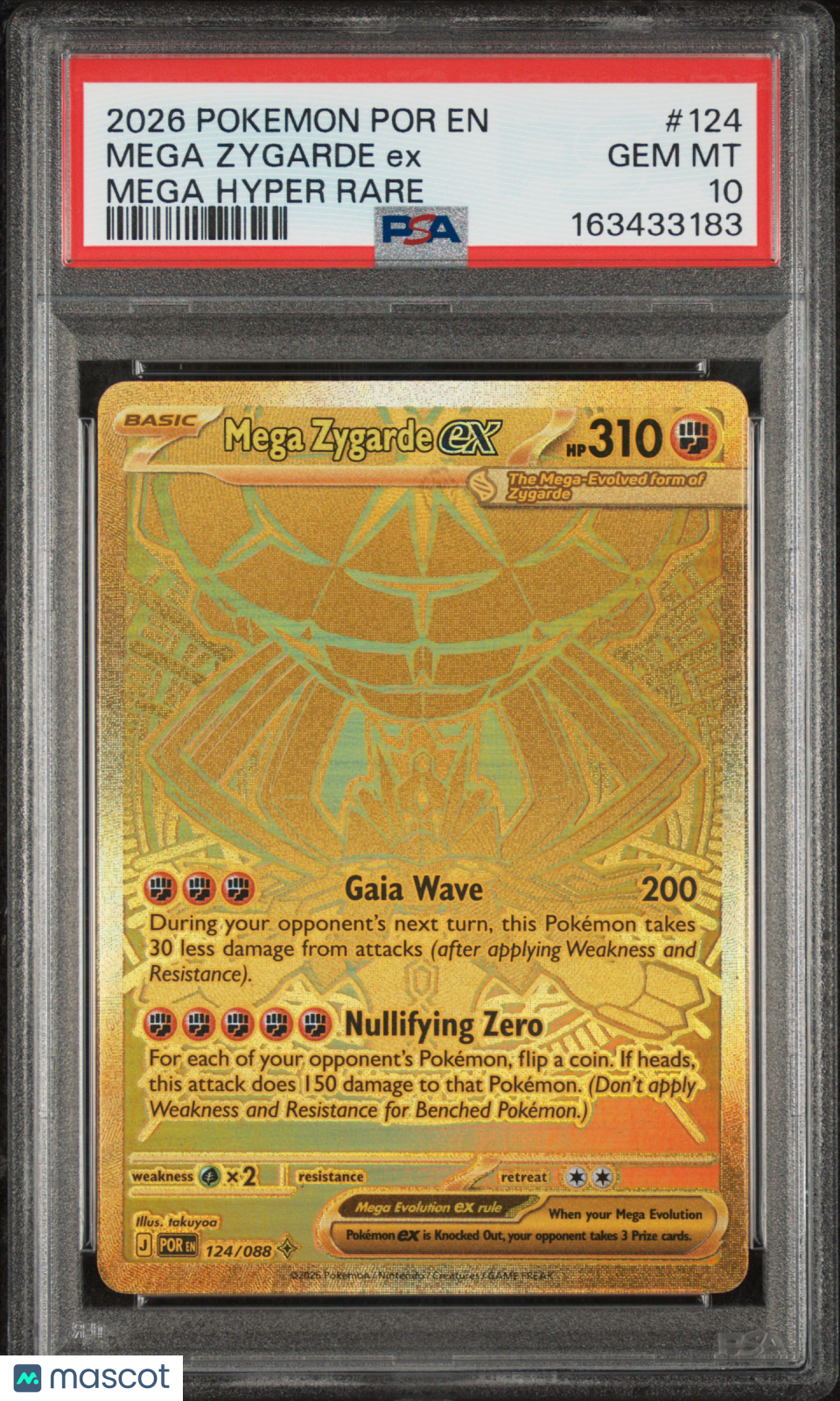 2026 Pokemon—Mega Zygarde EX #124 Perfect Order—Hyper Rare Gold PSA 10