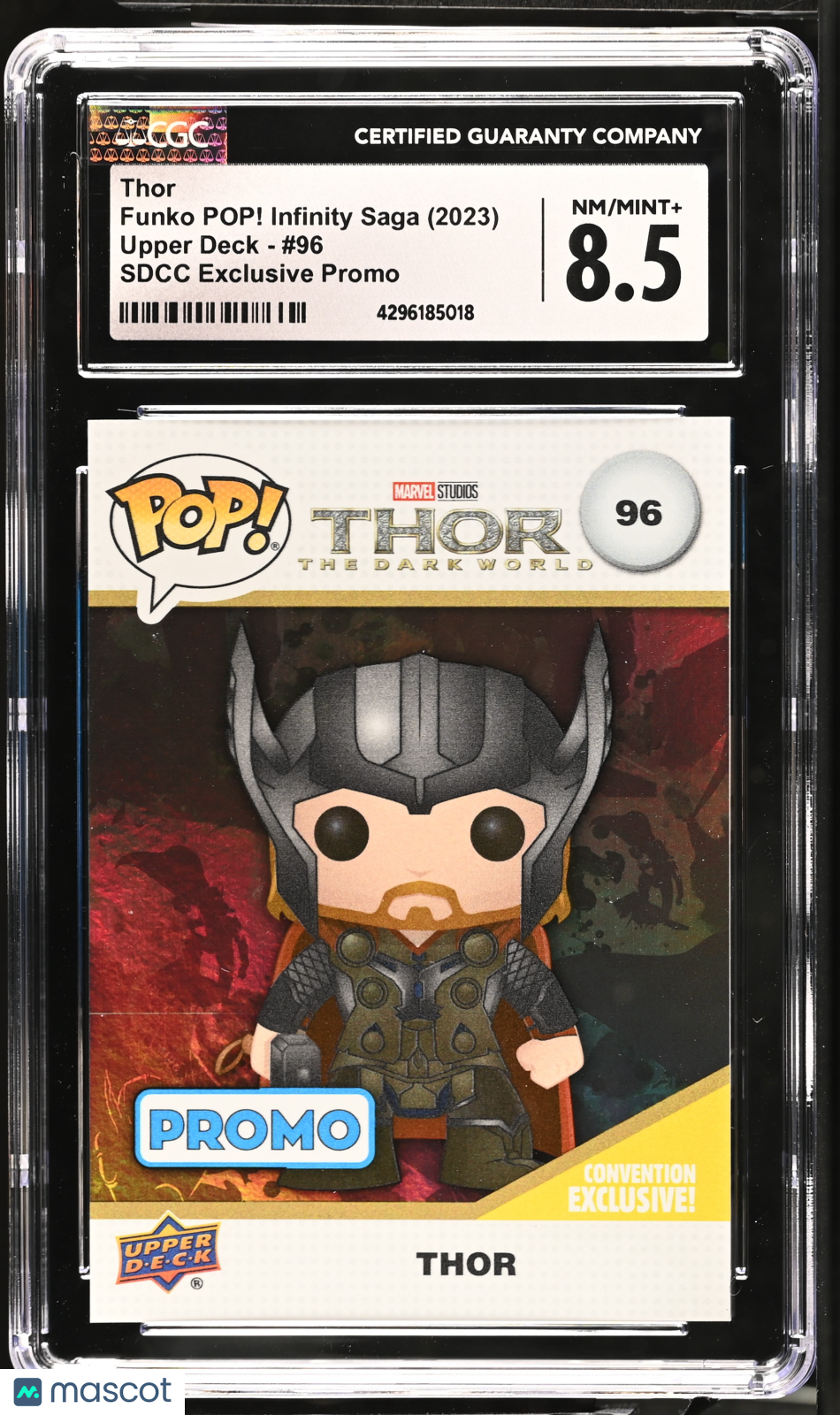 2023 UD Funko Pop! Infinity Saga Marvel—Thor #96 SDCC Exclusive Promo— CGC 8.5