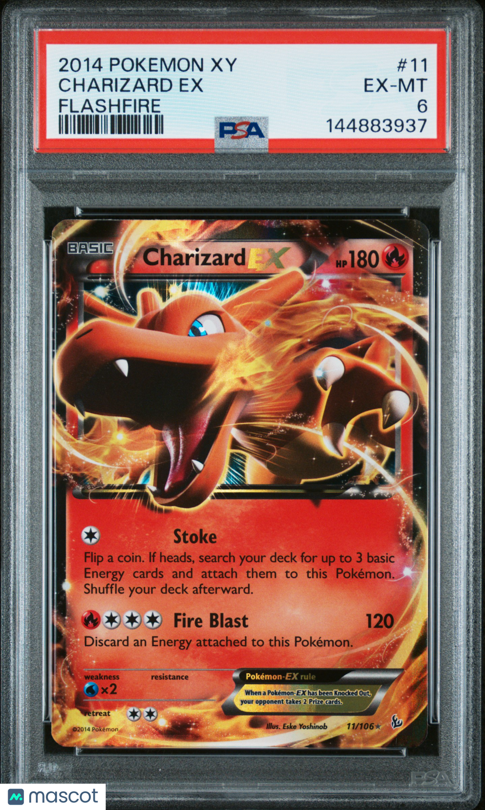 2014 Pokemon—Charizard EX #11/106 Flashfire—Ultra Rare Holo PSA 6