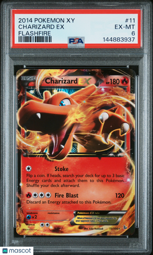 2014 Pokemon—Charizard EX #11/106 Flashfire—Ultra Rare Holo PSA 6