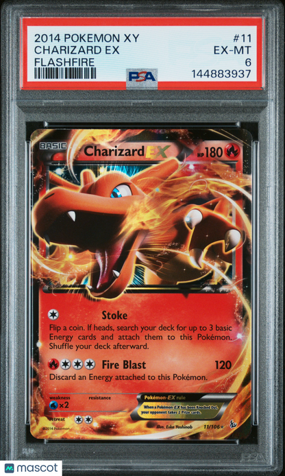 2014 Pokemon—Charizard EX #11/106 Flashfire—Ultra Rare Holo PSA 6