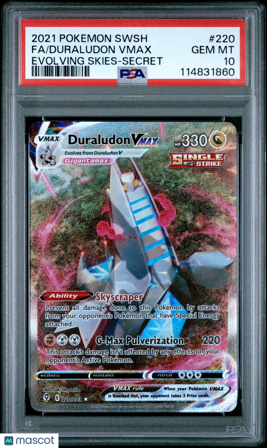2021 Pokemon Duraludon Vmax Evolving Skies #220 PSA 10