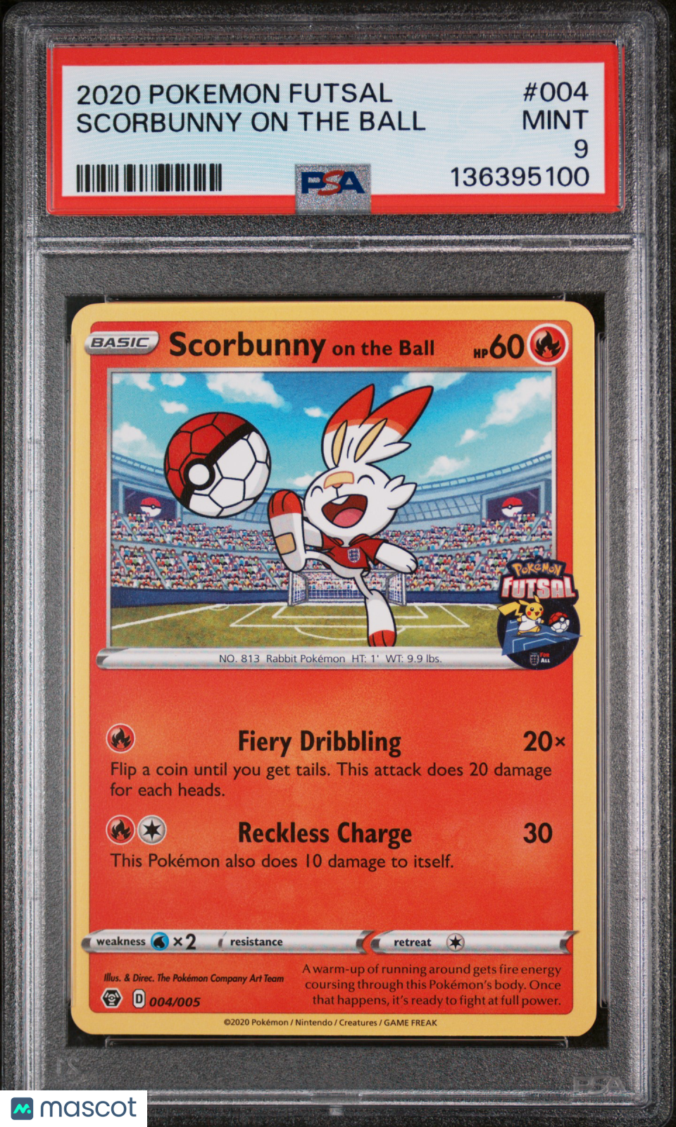 2020 Pokemon—Scorbunny On The Ball #004 Pokemon Futsal—Promo Nonholo PSA 9