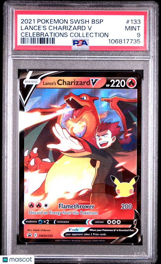 Pokemon Lance's Charizard V Black Star Promo #133 Celebrations Collection PSA 9