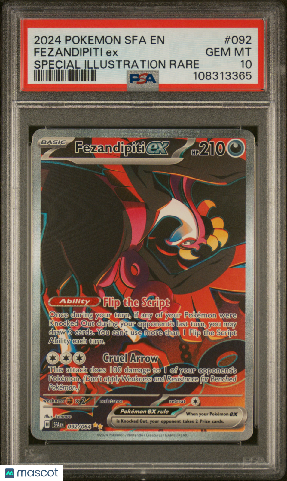 2024 Pokemon Fezandipiti EX Shrouded Fable #092 SIR PSA 10