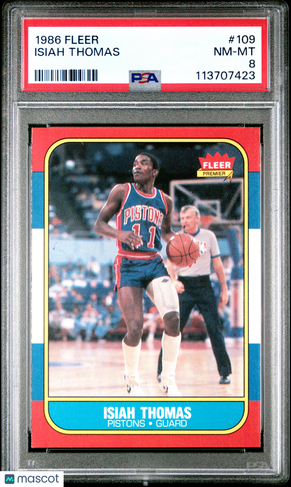 1986 Fleer Basketball Isiah Thomas #109 PSA 8
