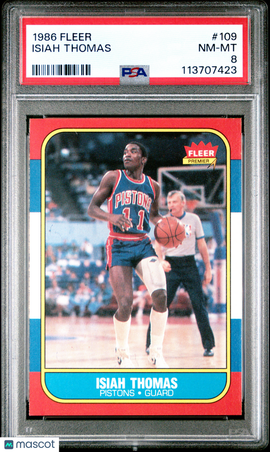 1986 Fleer Basketball Isiah Thomas #109 PSA 8