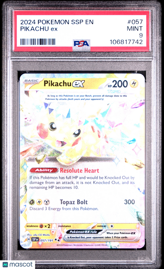2024 Pokemon TCG Pikachu EX Surging Sparks #057 PSA 9