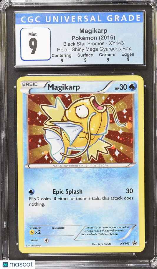 2016 Pokemon—Magikarp #XY143 XY—Black Star Promo Cosmos Holo CGC 9