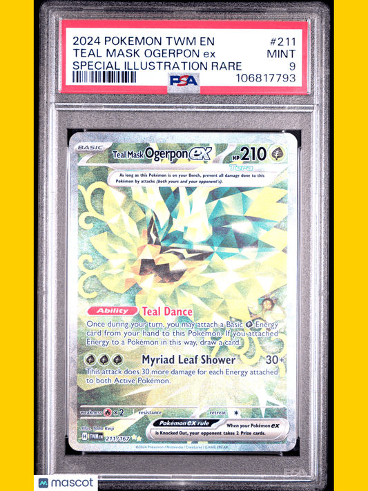 Pokemon TCG Teal Mask Ogerpon EX 2024 Pokemon TWM pecial Illustration Rare PSA 9