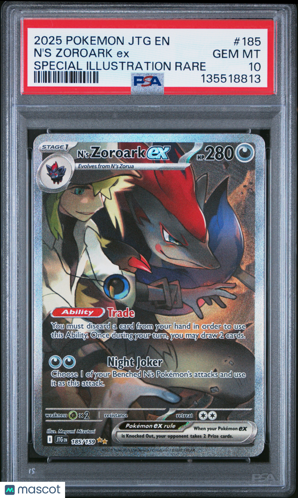 N'S Zoroark EX 2025 Pokemon JTG EN-Journey Together #185 PSA 10
