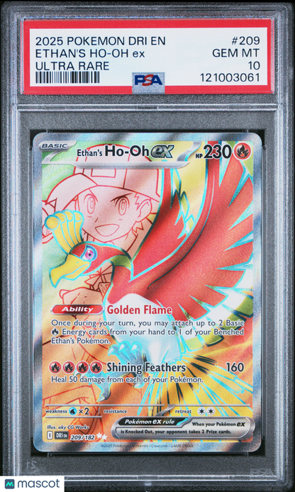 2025 Pokemon—Ethan's Ho-Oh ex #209/182 Destined Rivals—Ultra Rare Holo PSA 10