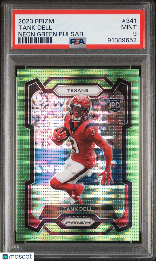 2023 Panini Prizm Football Tank Dell Neon Green Pulsar #341 PSA 9