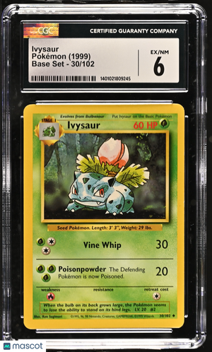 1999 Pokemon TCG—Ivysaur #30/102 Pokemon Base Set—Common Regular 30/102 CGC 6