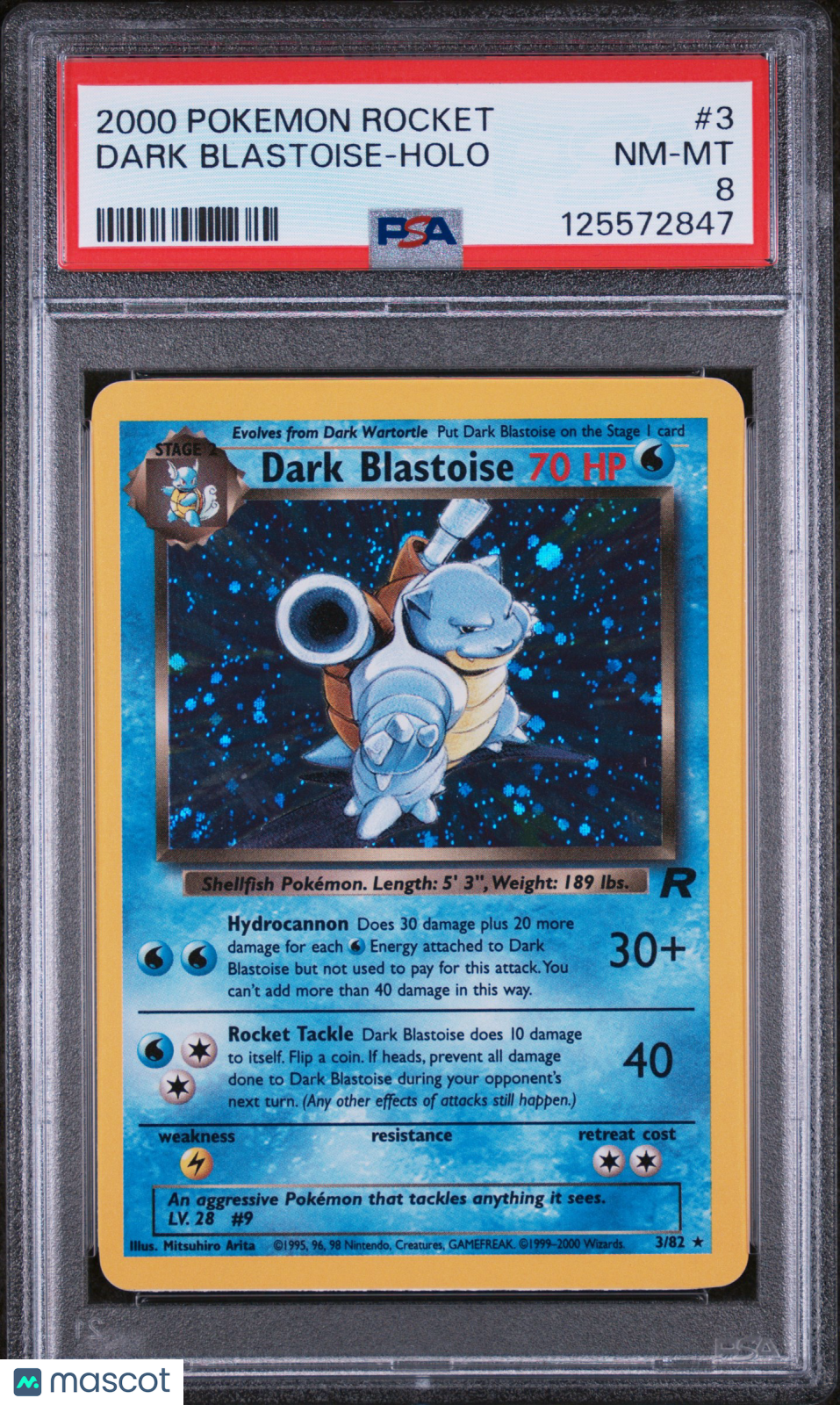 2000 Pokemon Rocket Dark Blastoise Rocket #3 PSA 8