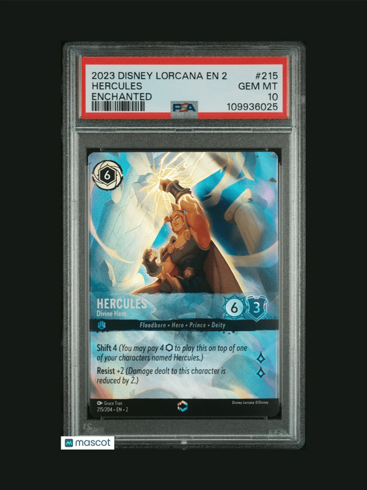 Hercules 2023 Disney Lorcana EN 2-Rise Of The Floodborn #215 Enchanted PSA 10 - Papa Joey's Collectibles