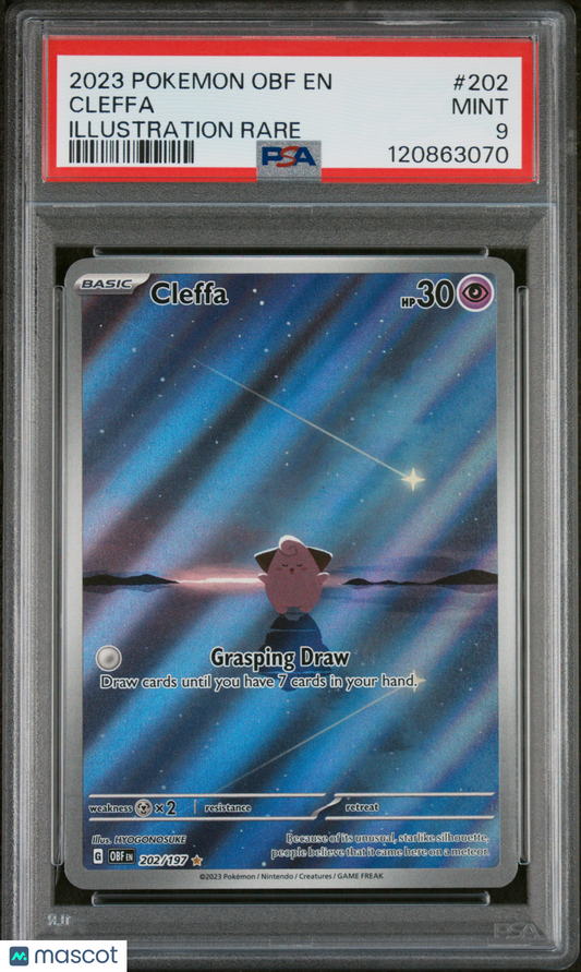 2023 Pokemon—Cleffa #202 Obsidian Flames—Illustration Rare PSA 9