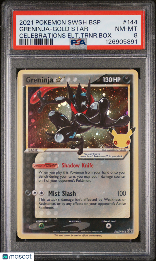 Greninja-Gold Star 2021 Pokemon Swsh Black Star Promo #144 PSA 8
