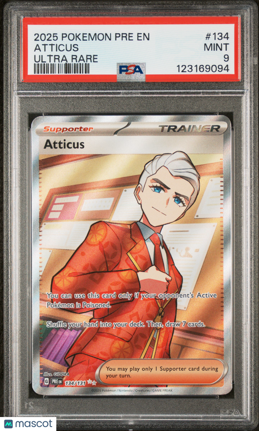 Atticus 2025 Pokemon Pre EN-Prismatic Evolutions #134 Ultra Rare PSA 9
