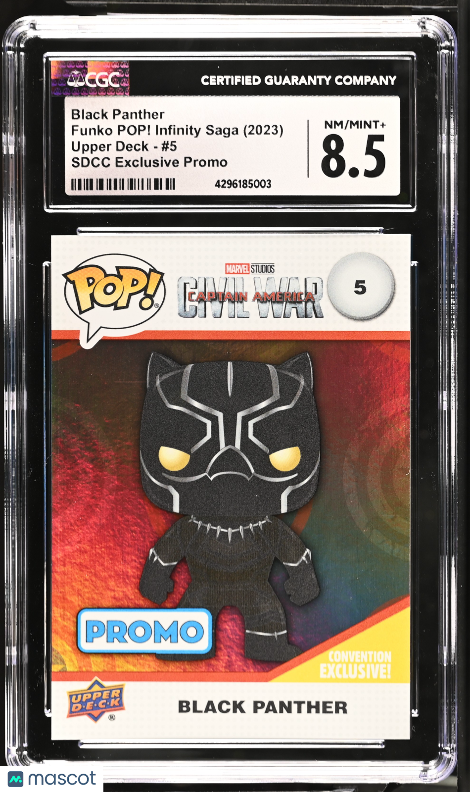 2023 UD Funko Pop! Infinity Saga Marvel—Black Panther #5 SDCC Exc Promo— CGC 8.5