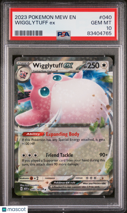 2023 —Wigglytuff EX #040 Pokemon 151—Double Rare Holo PSA 10