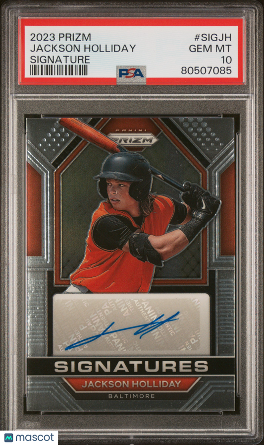 2023 Panini Prizm Signatures Baseball Jackson Holliday #SIGJH PSA 10