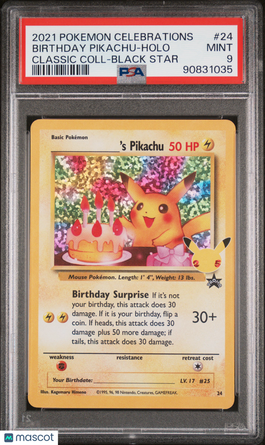 2021 Pokemon Birthday Pikachu Celebrations Classic Collection #24 PSA 9