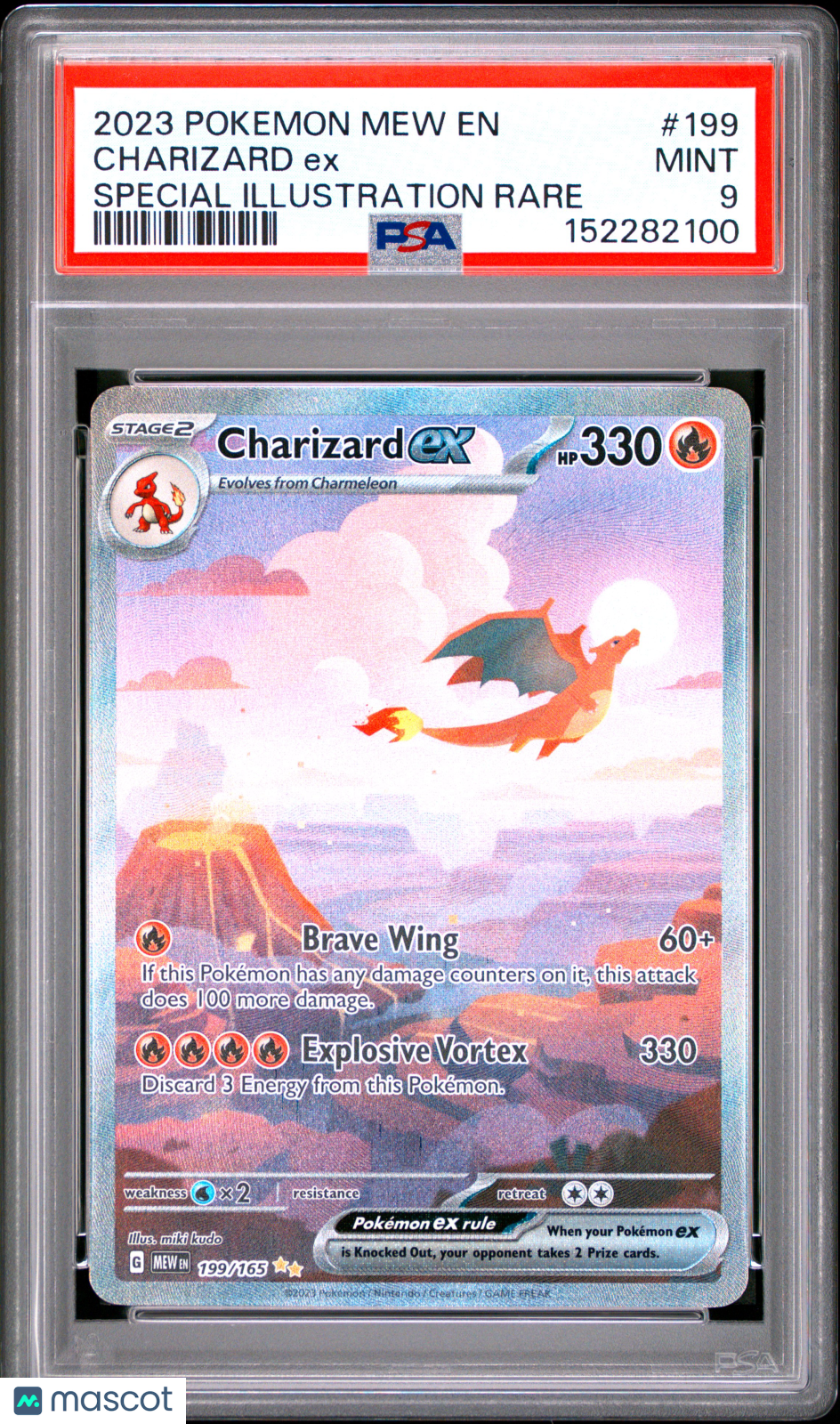 2023 Pokemon—Charizard ex #199/165 Scarlet & Violet 151—SIR Holo PSA 9
