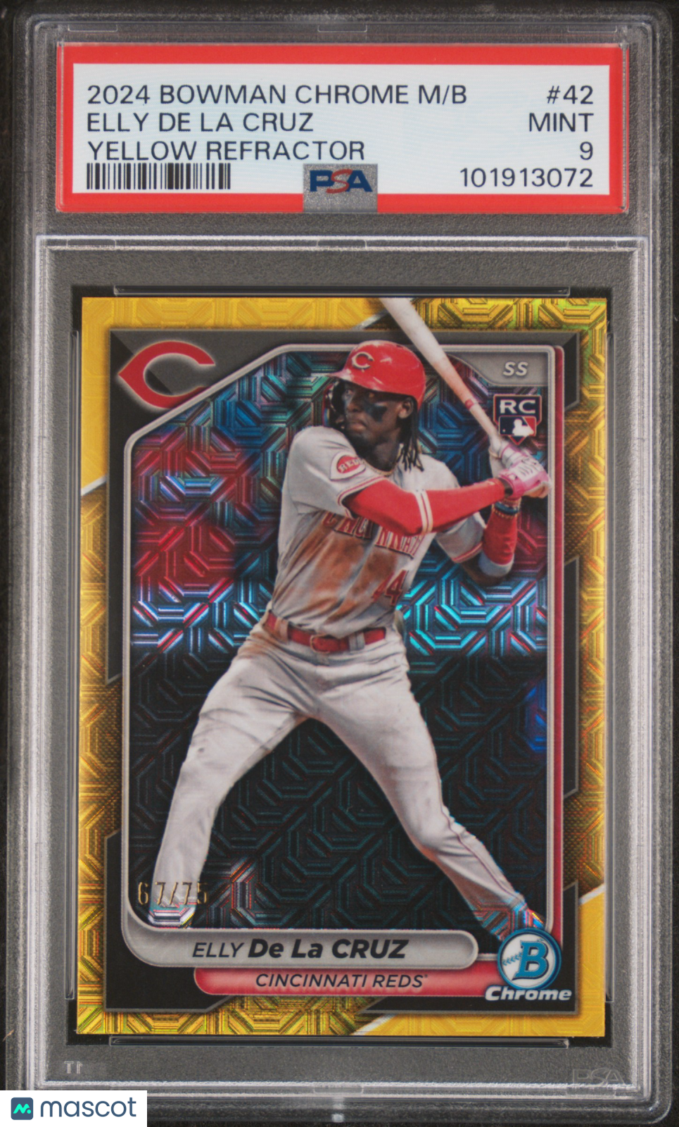 2024 Bowman Chrome Mega Box Baseball Elly De La Cruz 67/75 Yellow #42 PSA 9