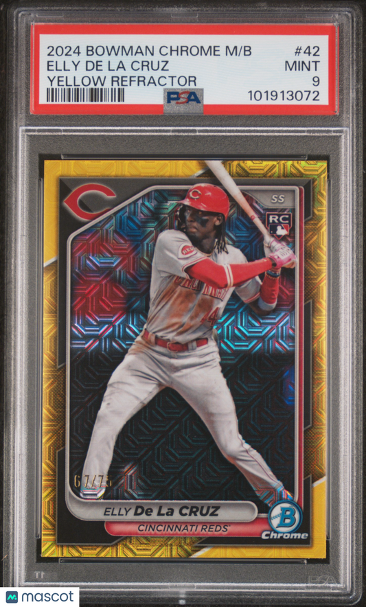 2024 Bowman Chrome Mega Box Baseball Elly De La Cruz 67/75 Yellow #42 PSA 9