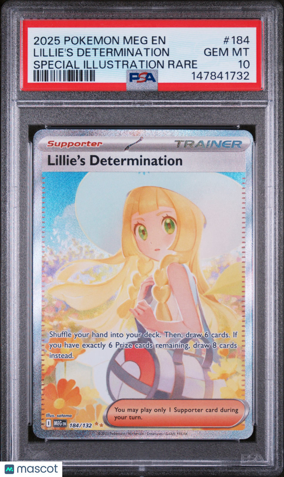 2025 Pokemon TCG—Lillie's Determination #184 Mega Evolution—SIR Holo PSA 10