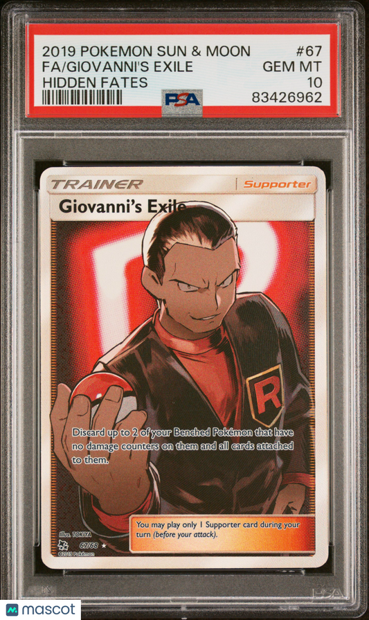 2019 PokéMon TCG Giovanni's Exile Hidden Fates #67 Mongolian Hidden Fates PSA 10