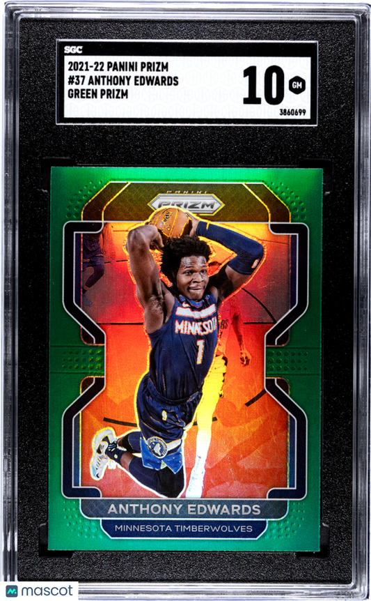 2021 Panini Prizm Basketball Anthony Edwards Green #37 SGC 10