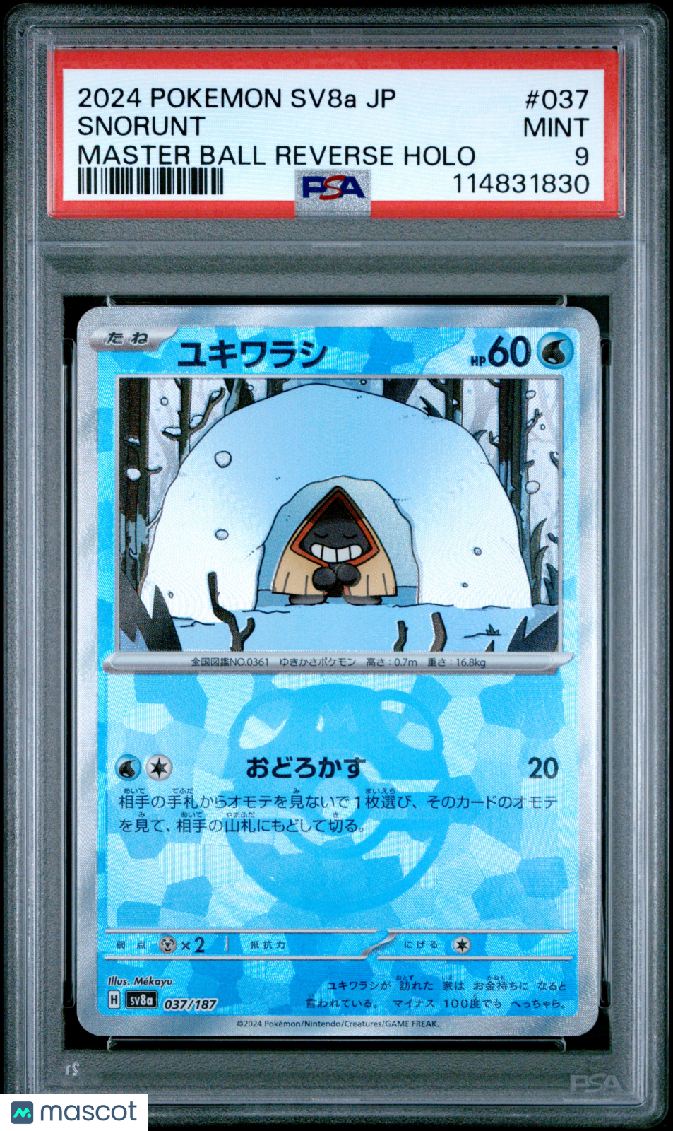 2024 Pokemon Snorunt Terastal Fest EX #037 Japanese MasterBall Holo PSA 9 - Papa Joey's Collectibles