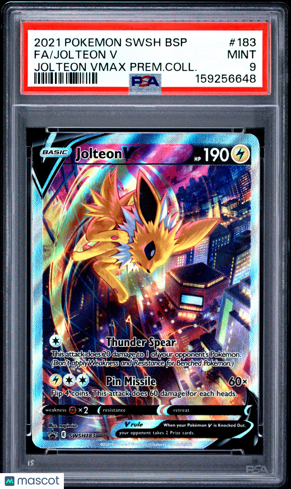 2021 Pokemon—Jolteon V #183 Sword & Shield Promo—Black Star Promo PSA 9