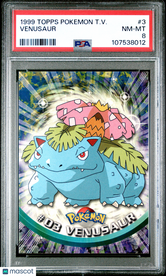 Venusaur 1999 Topps Pokemon TV #3 PSA 8