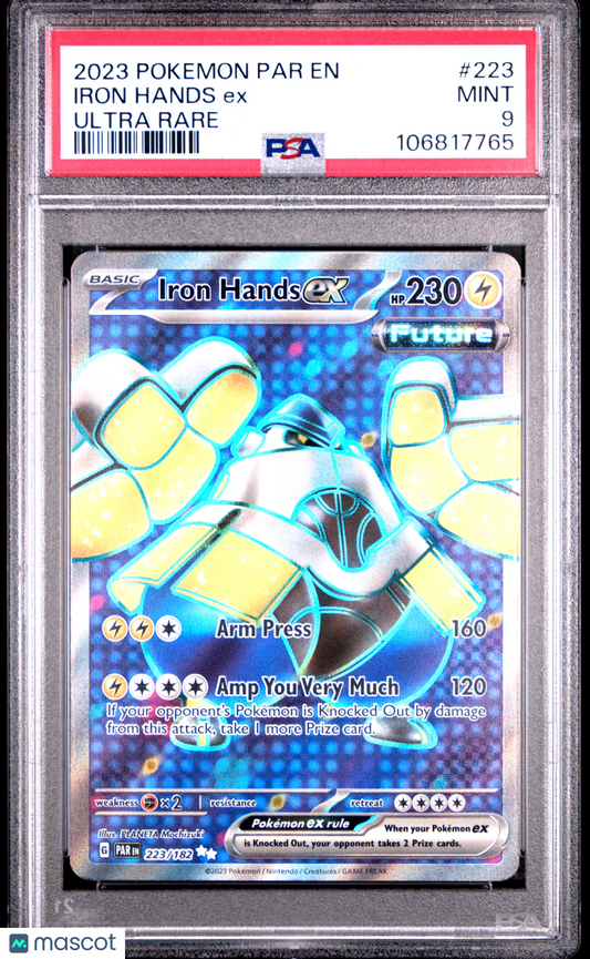 Pokemon TCG Iron Hands EX 2023 Pokemon Par EN-Paradox Rift #223 Ultra Rare PSA 9