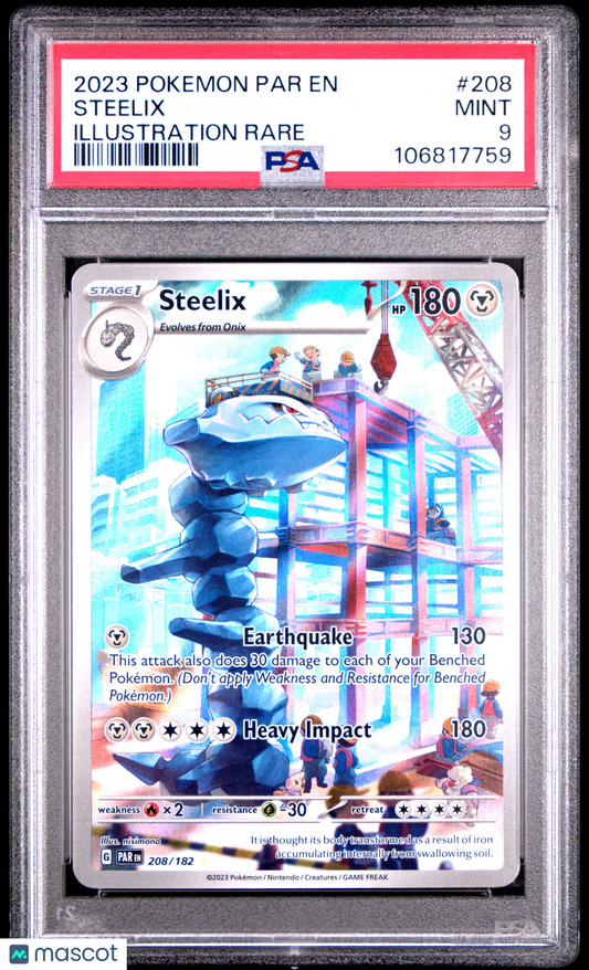 Pokemon TCG Steelix 2023 Pokemon Par EN-Paradox Rift #208 Illustration Rare PSA 9