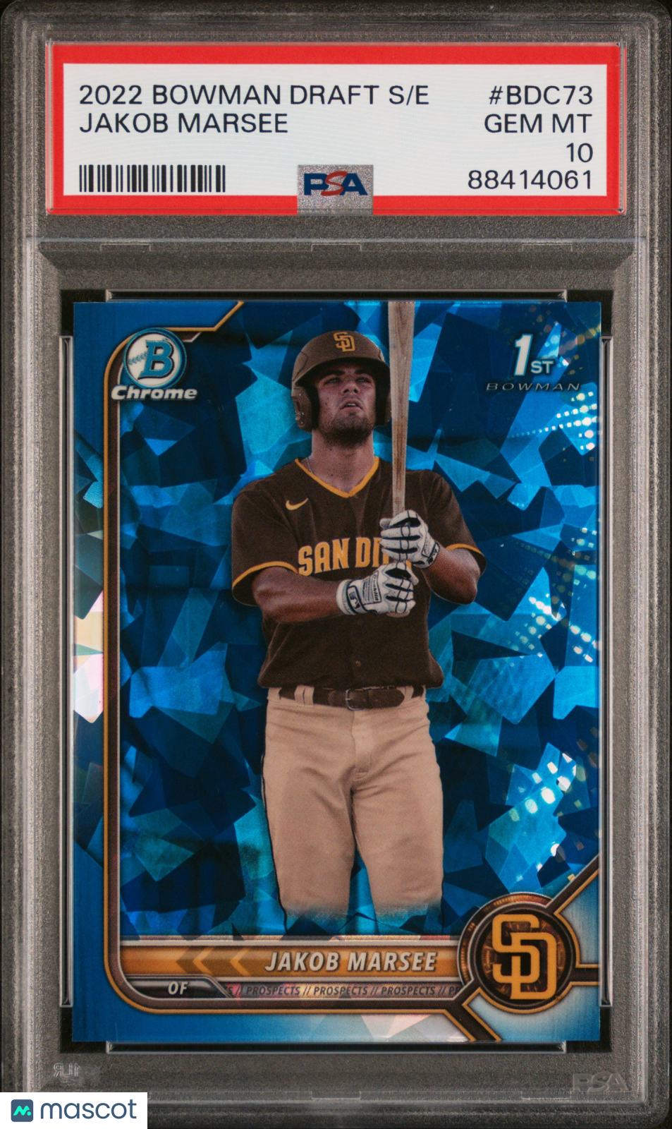 Bowman 2022 Draft Chrome Sapphire Edition Baseball—Jakob Marsee #BDC73 —PSA 10