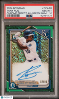 2024 Bowman Chrome Prospect Autographs—Tony Ruiz #CPATR Green Shim 02/99—PSA 10