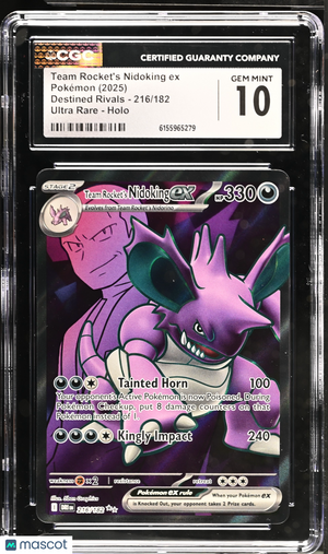 2025 Pokemon—Team Rocket's Nidoking ex #216/182 Destined Rivals—UR Foil CGC 10
